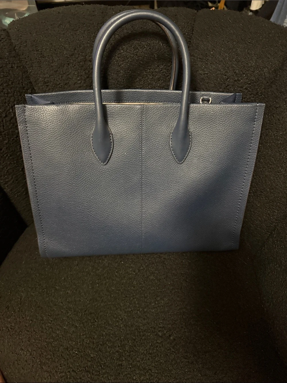 Michael Kors Navy Blue Leather Logo Tote - Picture 3 of 3